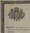 Photo 2 : KNIGHT'S PATENT OF THE MILITARY MERIT IN FAVOR OF MR. FEURRER JOSEPH, Lieutenant in the 8th Regiment of the Royal Guard Infantry, Restoration. 29238-8