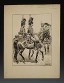 ROUSSELOT LUCIEN, 14ème régiment de CAVALERIE PREMIER EMPIRE (1803), destinée aux Cartes du Commandant Bucquoy, XXème siècle : Aquarelle originale. 26646-2