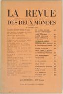 Photo 1 : MANUE (Georges R.) La Revue des Deux Mondes 1 février 1956, 