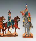 Photo 2 : CHASSEURS À CHEVAL RÉVOLUTION : SOLDATS DE STRASBOURG FIGURINE DE CARTE EN CARTON gouaché par la famille WURTZ, deuxième tiers du XIXème siècle, vers 1815-1848. 31156-39