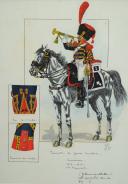 Photo 2 : TROMPETTE DE GROSSE CAVALERIE CUIRASSIERS, 1813-1815 : Gouache, Premier Empire.