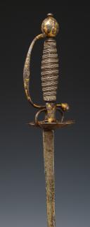 Photo 5 : COURT SWORD IN POLISHED STEEL WITH HUNTING DECOR AND GOLD BACKGROUND, Former Monarchy, reign of Louis XV, circa 1745-1755. Item No. 28808.