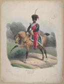 Photo 1 : BELLANGÉ - " Chasseur à Cheval (Garde Royale), Officier supérieur " - Gravure - n° 40 - Restauration
