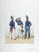 Photo 1 : 1830. Gendarmerie Royale. Département de la Corse. Brigadier à Cheval. Maréchal des Logis à Pied, Trompette.