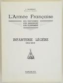 Photo 2 : L'ARMÉE FRANÇAISE Planche N° 76 : "INFANTERIE LÉGÈRE - 1812-1815" par Lucien ROUSSELOT et sa fiche explicative.