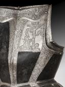 Photo 2 : Plastron d’une armure d’infanterie ou de cavalerie légère Allemagne du nord (poss. Brunswick), v. 1560-70.  COLLECTION PHILIPPE MISSILLIER, Étude Giquello, Drouot - salles 5-6, les 6 & 7 mars 2025