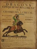 Photo 3 : AFFICHE DE RECRUTEMENT DU 5ème RÉGIMENT DE CHASSEURS À CHEVAL, Ancienne Monarchie. 26240