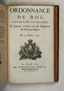 Photo 7 : ORDONNANCE du Roi concernant le corps royal de l'artillerie du 3 novembre 1776.