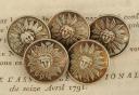 LOT OF FIVE KING'S BODYGUARD BUTTONS, model 1820, Restoration period. 20737-5