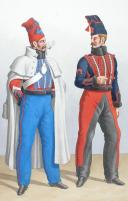 Photo 2 : 1822. Hussards. Hussard, Maréchal des Logis. (4e Régiment - du Nord), Maréchal-Ferrent (5e Régiment - Bas Rhin).