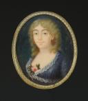 JEUNE FEMME EN ROBE : Portrait miniature, Premier Empire.