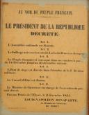 Photo 2 : POSTER DECREEING UNIVERSAL SUFFRAGE FROM DECEMBER 14 TO 21, 1851, Second Republic, Presidency of Louis-Napoléon Bonaparte. 26230-2