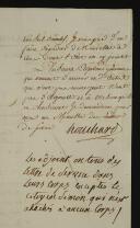 Photo 2 : Armée de la Moselle. LETTRE SIGNÉE HOUCHARD ADRESSÉE AU MINISTRE ADJOINT DE LA GUERRE POUR LA 6e DIVISION AUDOUIN, Forbach le 25 juin 1793. 18915-9