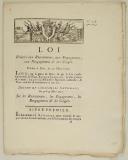 Photo 1 : LOI relative aux Recrutemens, aux Engagemens, aus Rengagemens & aux Congés. Donnée à Paris, le 25 mars 1791. 22 pages