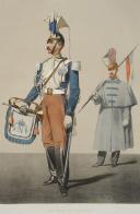 ARMAND-DUMARESQ - Uniforms of the Imperial Guard in 1857: Lancers Regiment, trumpet and soldier in coat. 27996-9