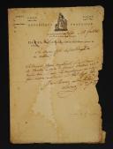 Armée d'Égypte. Quartier Général du Caire. LETTRE DU SECRÉTAIRE DU GÉNÉRAL BERTHIER ADRESSÉE AU CITOYEN CONTÉ, chef de brigade des Arcostiers au Caire, 18 fructidor an 7 (4 septembre 1799). 18910-2