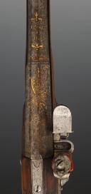 Photo 5 : PAIRE DE PISTOLETS D'OFFICIER SIGNÉS LAROCHE À PARIS, Ancienne Monarchie. 30098