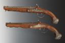 Photo 8 : PAIRE DE PISTOLETS D'OFFICIER SIGNÉS LAROCHE À PARIS, Ancienne Monarchie. 30098
