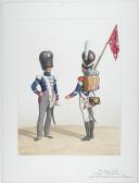 1818. Garde Royale. Infanterie. (2e Régiment), Caporal-Fourrier de Fusiliers, Sergent de Voltigeurs.