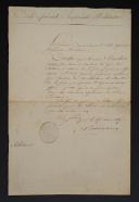 Imperial Special Military School. SIGNED CERTIFICATE BY BELLAVENE ISSUED TO ANTOINE JEAN MARIE BOUCHER, ATTACHING HIM TO THE SPECIAL SCHOOL AS A WARRANT OFFICER, St Cyr le 25 May 1815. 18906-42