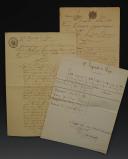 17th Line Infantry Regiment. Lot of 3 documents: DETAILED OBSERVATIONS by General of Division BEILLARD (Belliard) following the inspection on 9 Thermidor year 13 (July 28, 1805); A LIST of proposals for the decoration of the Legion of Honor signed by DE SUSBIELLE (1813); LETTER TO THE MINISTER OF WAR signed by Colonel Baron Vasserot on vacant positions (April 11, 1813). 18909-27.