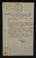 Armée du Rhin. Division du Bas-Rhin. LETTRE AUTOGRAPHE SIGNÉE DU GÉNÉRAL MENGAUD * ADRESSÉE AU GÉNÉRAL DE DIVISION BOURCIER **, Chef de l'Etat-major de l'Armée, Lauterbourg 6 frimaire an 3 (26 novembre 1794). 18915-11