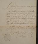 Photo 2 : Imperial Special Military School. SIGNED CERTIFICATE BY BELLAVENE ISSUED TO ANTOINE JEAN MARIE BOUCHER, ATTACHING HIM TO THE SPECIAL SCHOOL AS A WARRANT OFFICER, St Cyr le 25 May 1815. 18906-42