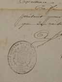 Photo 3 : Imperial Special Military School. SIGNED CERTIFICATE BY BELLAVENE ISSUED TO ANTOINE JEAN MARIE BOUCHER, ATTACHING HIM TO THE SPECIAL SCHOOL AS A WARRANT OFFICER, St Cyr le 25 May 1815. 18906-42
