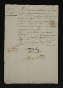 Photo 3 : Armée d'Orient. 61ème Demi-brigade de ligne. CERTIFICAT DE SERVICE DU CITOYEN JEAN BAPTHISTE DUHET, fusilier à la 4e Compagnie du 2è Bataillon pour obtenir sa retraite et pension, 6 Vendémiaire an 8 (28 septembre 1799). 18910-3