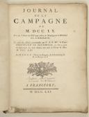 JOURNAL de la campagne de 1760 entre l'armée du Roi aux ordres de Mgr. le maréchal Duc de Broglie.