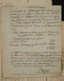 Photo 2 : Eastern Army. Camel Regiment. Beautiful set of 3 documents: SIGNED LETTER THEVENIN AND CAVALIER attesting the receipt of 46 camels, 2 and 3 Brumaire year 8 (24 and 25 October 1799); MEHARIST ENGRAVING of a camel-mounted trooper; LIST OF MEN DECEASED from the formation of the Regiment until 1st Vendémiaire year 9 (23 September 1800). 18910-4