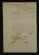 Photo 2 : Prisonniers de guerre. RAPPORT DES OFFICIERS MILITAIRES AU DIRECTOIRE EXÉCUTIF CONCERNANT LE CAPITAINE BEDOUT, QUI COMMANDAIT LE VAISSEAU LE TIGRE, À SON RETOUR DES PRISONS D'ANGLETERRE où il était prisonnier, 20 brumaire an 4 (11 novembre 1795). 18915-12