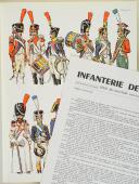 Photo 1 : L'ARMÉE FRANÇAISE Planche N° 89 : "INFANTERIE DE LIGNE - Têtes de colonne - 1804-1812" par Lucien ROUSSELOT et sa fiche explicative.