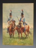 Photo 1 : ROUSSELOT LUCIEN, HUSSARS of the 1st REGIMENT, REVOLUTION, 20th century : Original watercolor. 26648-1