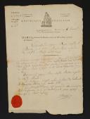 Eastern Army. 12th Light Half-Brigade. APPOINTMENT BY GENERAL DAMAS OF CITIZEN BRUN, Battalion Chief, to the rank of Brigade Chief in said Corps, 26 pluviôse year 8 (February 15, 1800). 18910-5