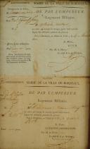 Photo 2 : TWO MILITARY ACCOMMODATION TICKETS FROM THE TOWN HALL OF THE CITY OF BORDEAUX, First Empire. 26238-2