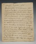 SIGNED AUTOGRAPH LETTER BY JEAN DELAVARDE, 3rd regiment, 1st marine artillery battalion, 4th company in Frankfurt, TO HIS PARENTS residing in Lessay (Lower Normandy), March 19, 1813. 18856-7