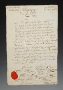 Northern Army, Grenadier Company. CERTIFICATE FOR CITIZEN JEAN GERBOT, grenadier of the 2nd Battalion, FOR HIS WOUNDS AND SERVICE WITH HONOR AND PROBITY, 2 Floréal, 4th year (21 April 1796). 18910-49