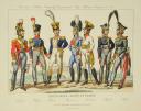 Photo 2 : GENTY (CHEZ) : SUITE COMPLÈTE DE 3 PLANCHES "TABLEAUX COMPARATIFS DES PRINCIPAUX CORPS MILITAIRES EUROPÉENS EN 1815", Restauration.
