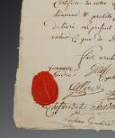 Photo 2 : Northern Army, Grenadier Company. CERTIFICATE FOR CITIZEN JEAN GERBOT, grenadier of the 2nd Battalion, FOR HIS WOUNDS AND SERVICE WITH HONOR AND PROBITY, 2 Floréal, 4th year (21 April 1796). 18910-49