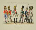 Photo 4 : GENTY (CHEZ) : SUITE COMPLÈTE DE 3 PLANCHES "TABLEAUX COMPARATIFS DES PRINCIPAUX CORPS MILITAIRES EUROPÉENS EN 1815", Restauration.