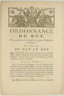 ORDONNANCE DU ROY, pour augmenter d'un bataillon le régiment d'Infanterie de Brancas. Du 25 août 1745. 3 pages