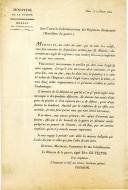 INSTRUCTION DU MINISTRE DE LA GUERRE LE DUC DE FELTRE CONCERNANT LES DRAPEAUX ET UNIFORMES DES PORTE-AIGLES DE RÉGIMENTS D'INFANTERIE PREMIER EMPIRE, 1812.