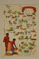Photo 1 : Carte postale mise en couleurs représentant la région du «OUBANGUI-CHARI».