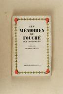 Photo 1 : FOUCHE. Les mémoires de Fouché, Duc d'Otrante.