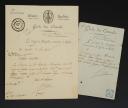 Consuls' Guard INFANTRY GUARD. Lot of two documents: A letter ADDRESSED TO THE MINISTER OF WAR (August 5, 1800) and a permission given to citizen PIETTE Elie to stay at home to restore his health (May 23, 1800). 18907-3