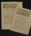 LOT DE DEUX DOCUMENTS : LOI RELATIVE AUX COLONELS & LIEUTENANS-COLONELS DE TOUTES LES ARMES DU 23 FÉVRIER 1791 et RÉGLEMENT SUR LA FORMATION, LES APPOINTEMENTS & LA SOLDE DES CARABINIERS DU 1er AVRIL 1791, Imprimerie Royale Paris 1791. 18915-16