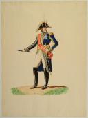 Photo 1 : ROUSSELOT Lucien AQUARELLE ORIGINALE, MARÉCHAL D'EMPIRE, D'APRÈS CARLE VERNET, RÉGLEMENT DE 1812 PAR BARDIN.
