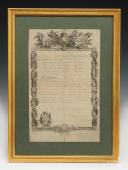 CERTIFICAT DE SERVICE ET DE CONGÉ POUR FRANÇOIS CHARLES BENJAMIN DU FAUR DE CHATELARD, Mousquetaire du Roi de la 2ème Compagnie, daté 1er mars 1776. 29242