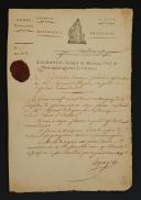 Armée d'Orient. 15ème Régiment de Dragons. NOMINATION DU CITOYEN GÉNÉRAL, CHEF D'ESCADRON DUDIT RÉGIMENT, AU GRADE D'ADJUDANT COMMANDANT, SIGNÉE LAGRANGE *, 17 germinal an 9 (7 avril 1801). 18910-9